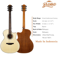 Load image into Gallery viewer, Bromo BAA2CE Auditorium Semi Acoustic Guitar
