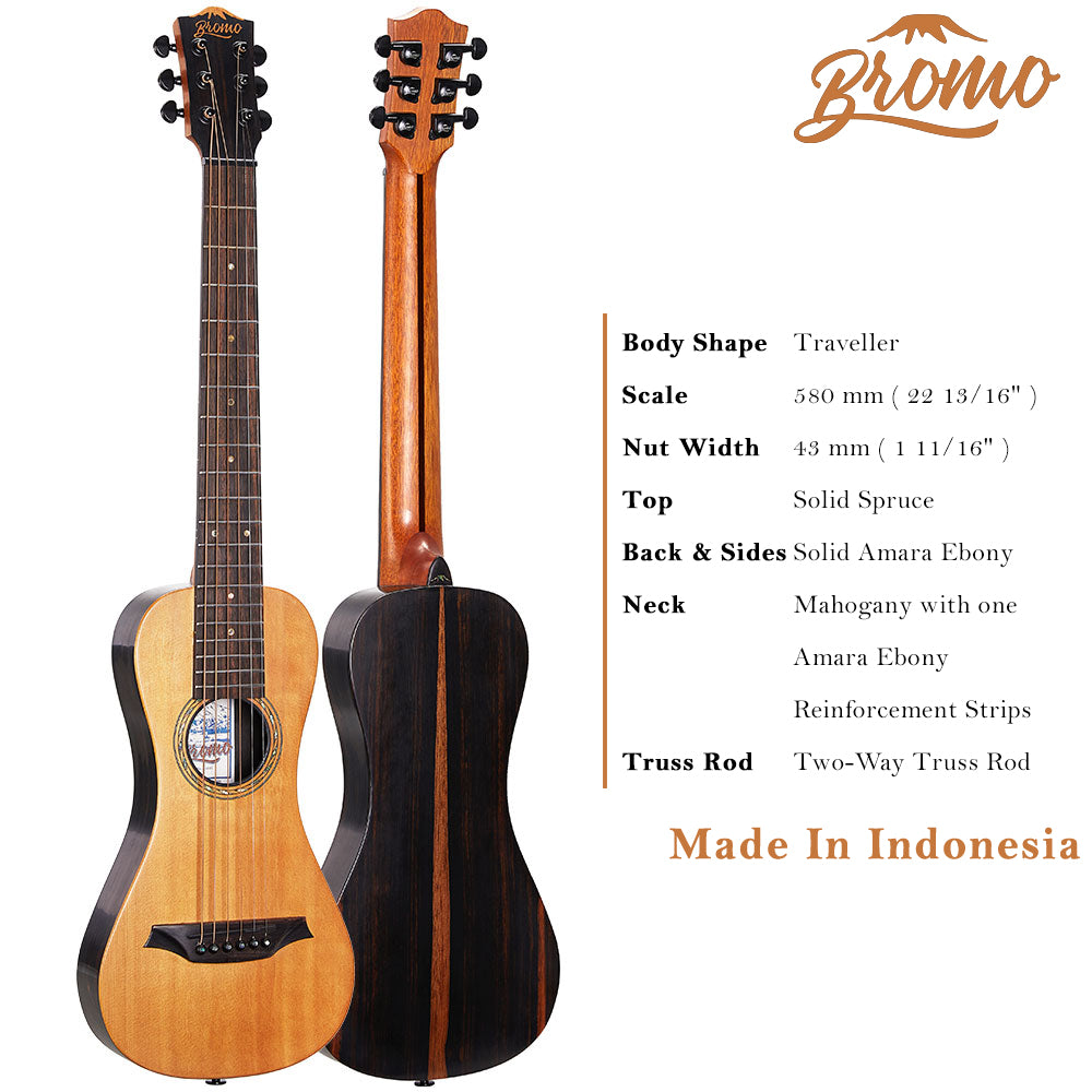Bromo BAR3 All Solid Travel Acoustic Guitar – 16th Audio