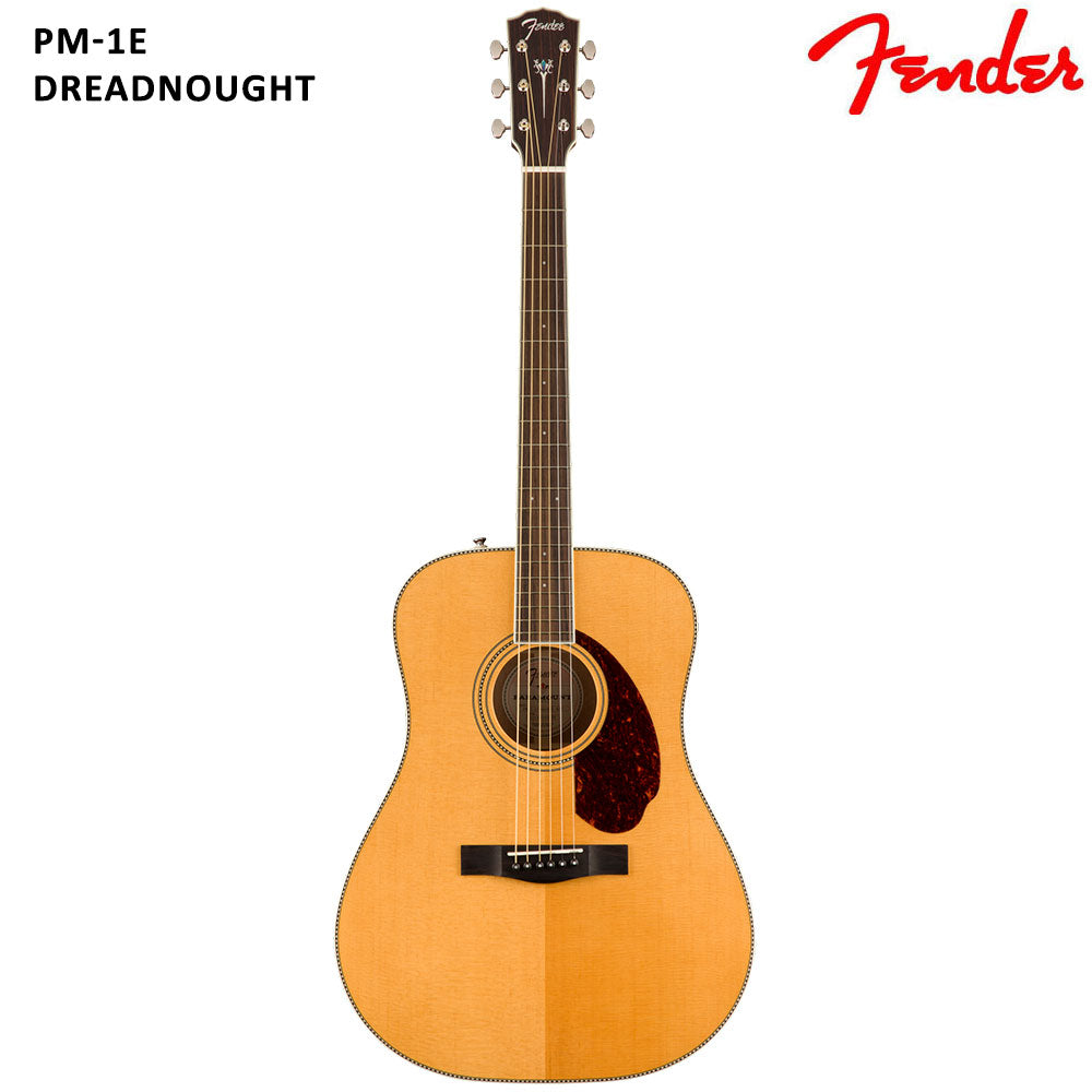 Fender PM 1E Natural Dreadnought Semi Acoustic Guitar W/Case