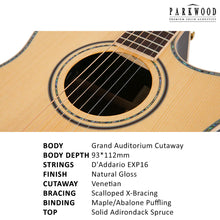 Load image into Gallery viewer, Parkwood Grand Auditorium Semi Acoustic Guitar GA880ADK
