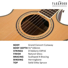 Load image into Gallery viewer, Parkwood Grand Concert Semi Acoustic Guitar P670
