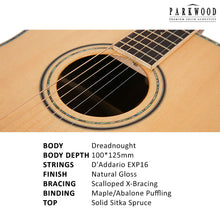 Load image into Gallery viewer, Parkwood Dreadnought Acoustic Guitar P810ADK
