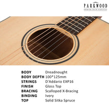 Load image into Gallery viewer, Parkwood Dreadnought Acoustic Guitar S21 GT
