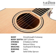 Load image into Gallery viewer, Parkwood Dreadnought Semi Acoustic Guitar S66
