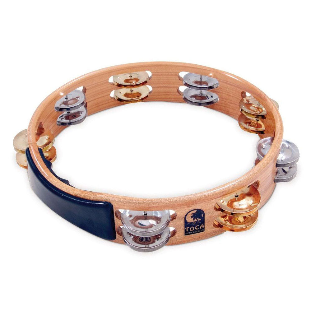 Toca T1010-ABC Acacia Wood Double Row Tambourine Nickel/Brass