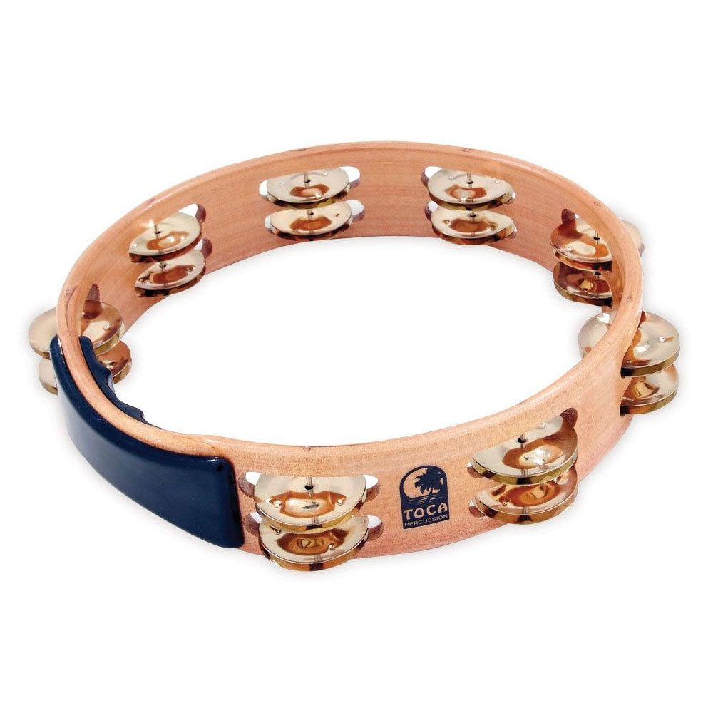 Toca T1010-AB Acacia Wood Double Row Tambourine Brass