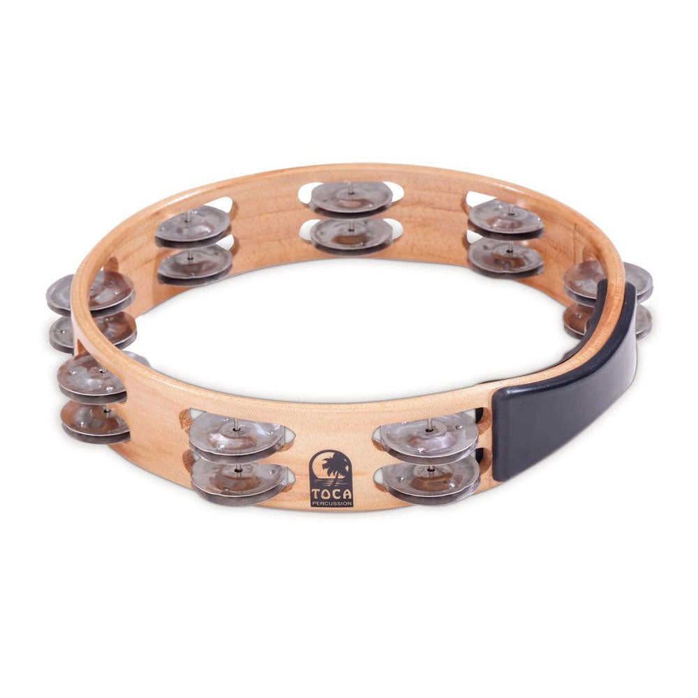 Toca T1010-A Acacia Wood Double Row Tambourine Nickel
